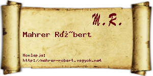 Mahrer Róbert névjegykártya